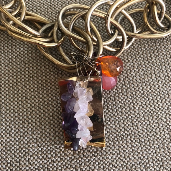 IMAN Gold Chain Link Necklace with Pendant - Picture 2 of 4